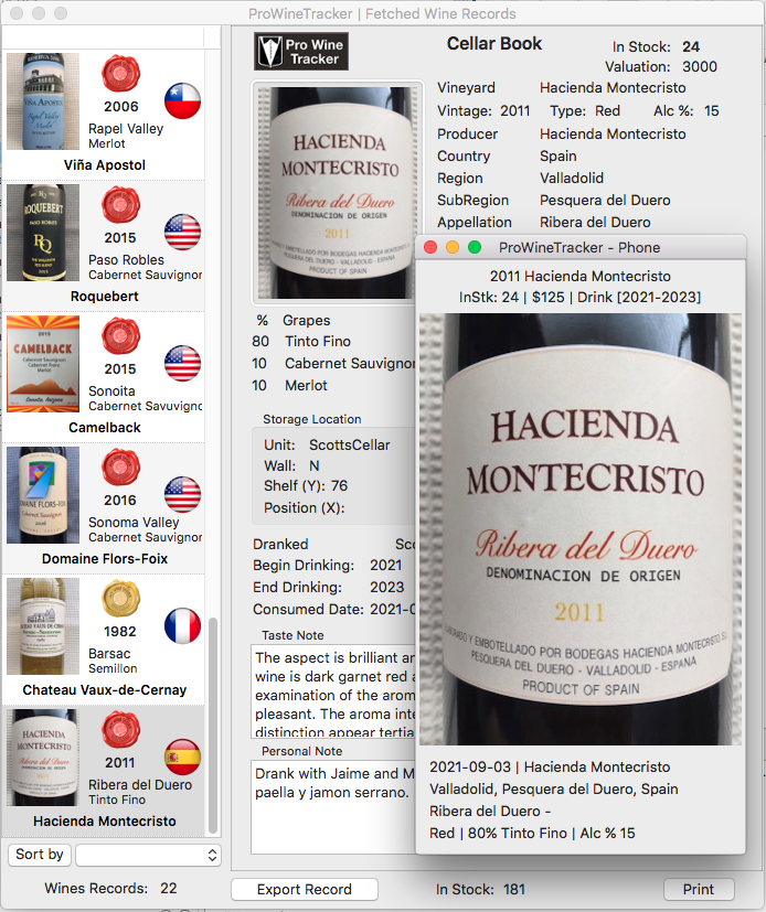Wine Cellar Tracker Tasting Notes and Wine Rating